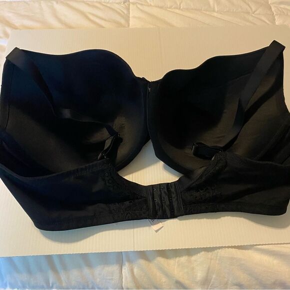 Auden Lined Balconette coverage plus underwire black sexy lace mesh bra 46DDD - Picture 4 of 8